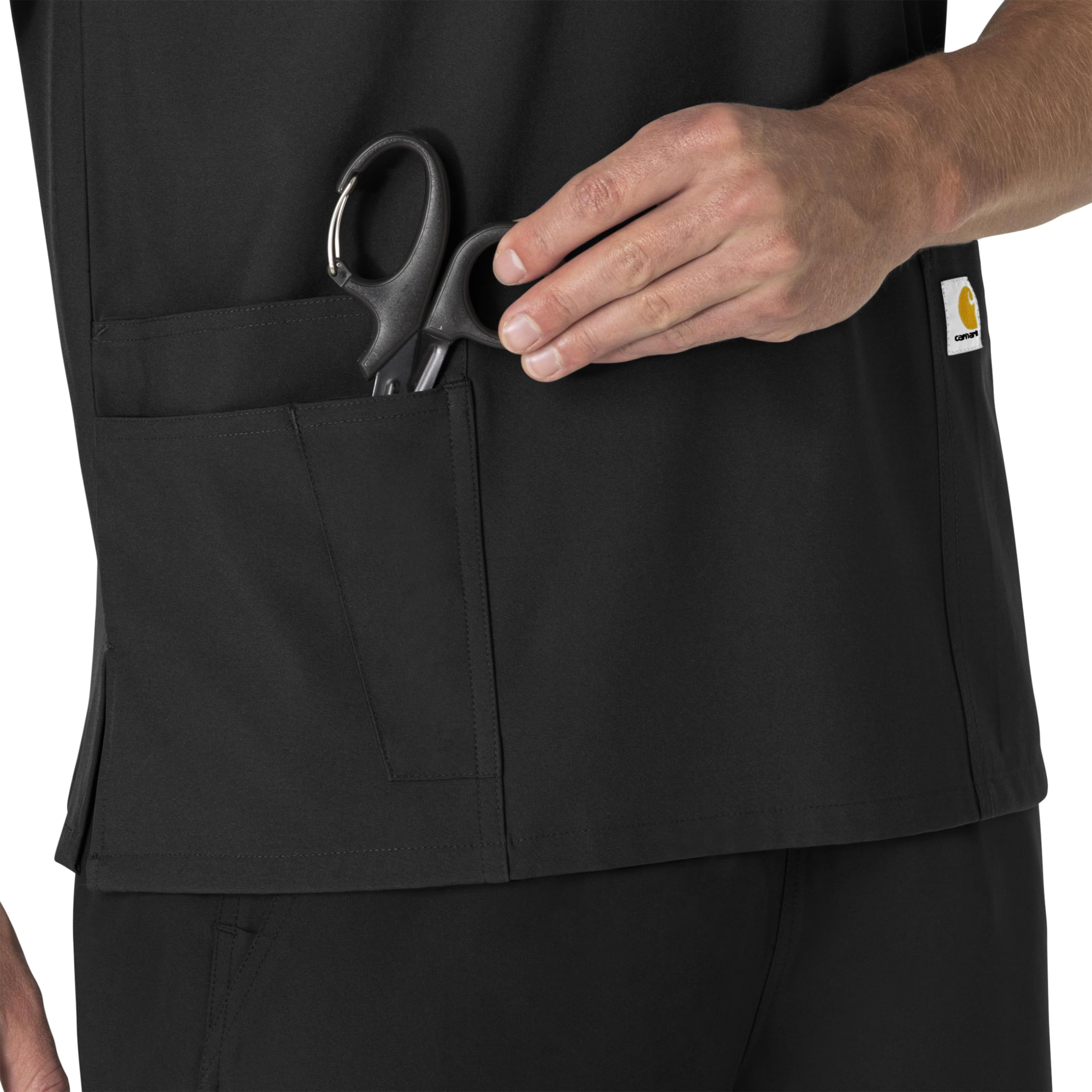 Carhartt Unisex V-Neck 6-Pocket Scrub Top, Black