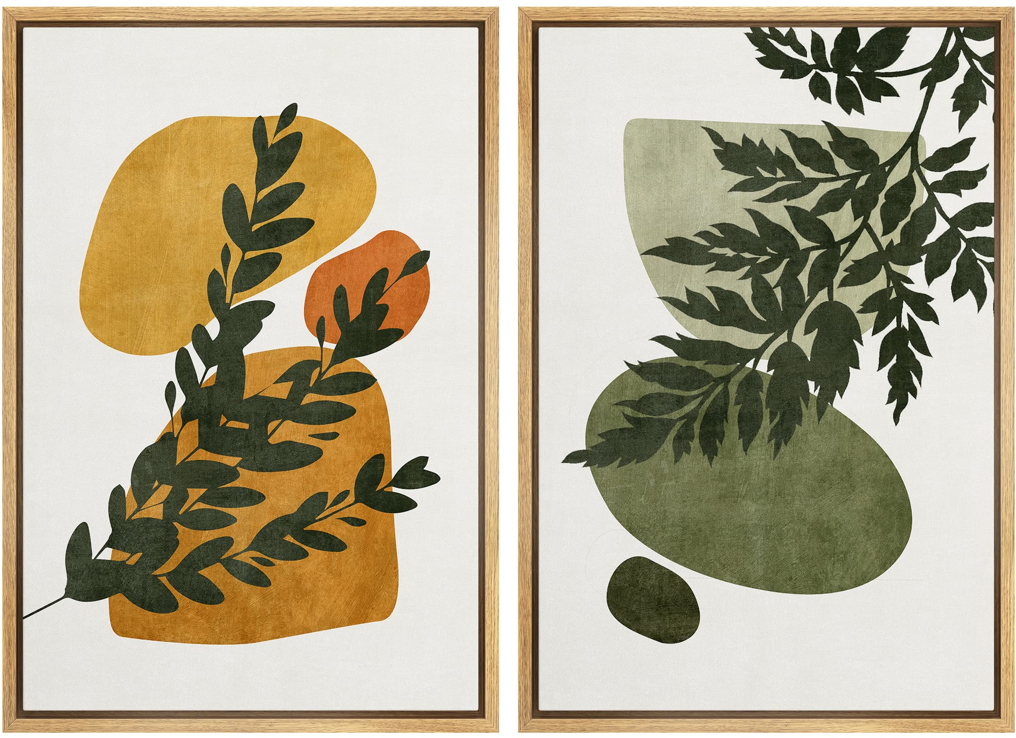 SIGNFORD Framed Canvas Print Wall Art Set Soft Hydrangea Pair Light Blue Florals with Green Leaves Illustration Modern Art Decorative Nordic Nature for Living Room, Bedroom, Office - 24"x36"x2 White — view 28
