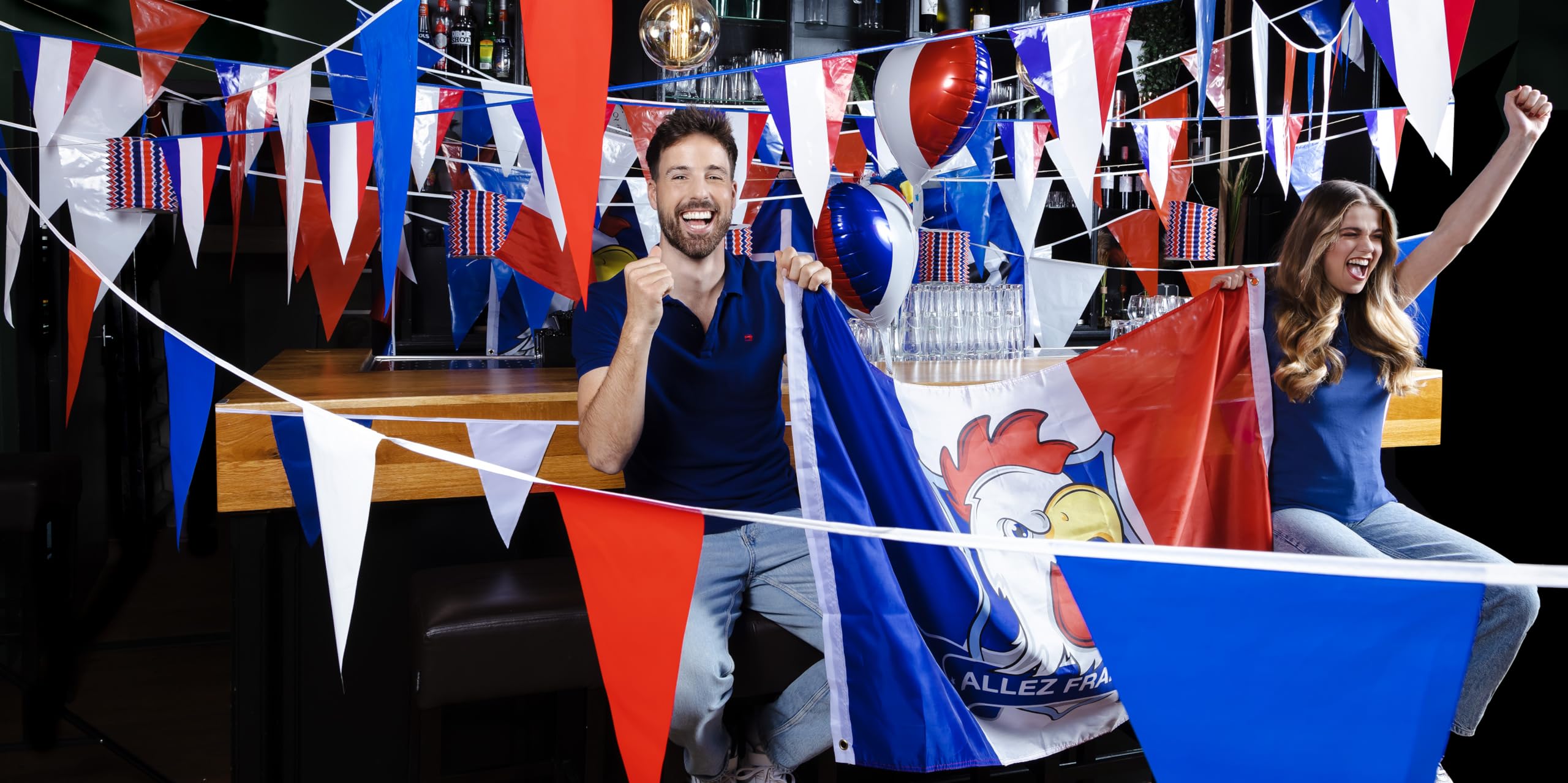 Boland Drapeau de décoration Allez France 90 x 150 cm Polyester France Football Coupe du Monde