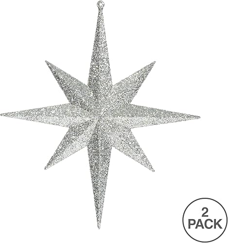 Vista 81 de Vickerman Adorno de Navidad de estrella de Belén con purpurina iridiscente de oro rosa de 8 pulgadas, 4 por caja