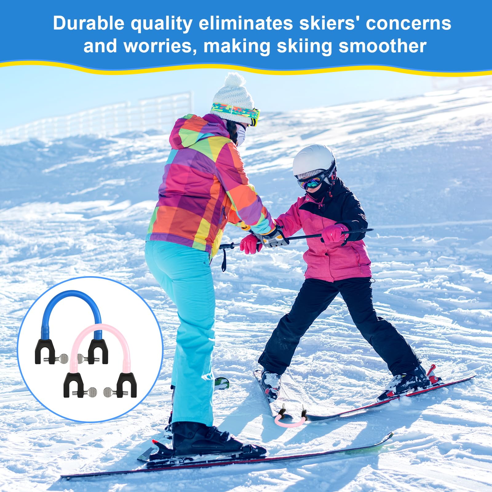 DUTIFUL conectores de puntas de esquí para niños, ayuda a la formación, control de velocidad, pinzas para snowboard