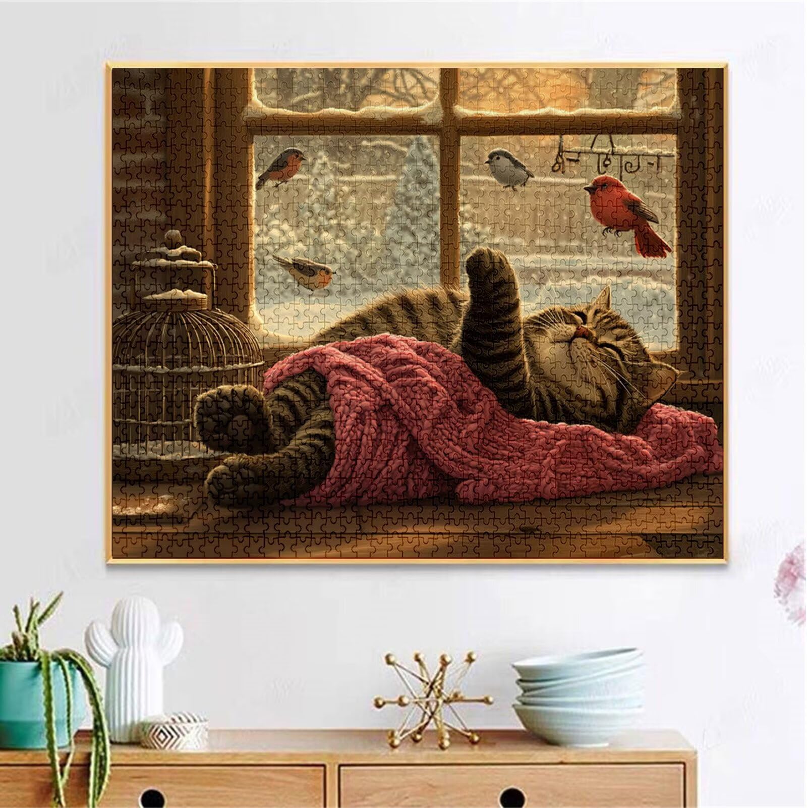 Puzzle Gatto Puzzle 4000 Pezzi Jigsaw Adulti DIY Classici Gioco, Puzzles a Forma di Uccello, Giochi Rilassamento e Intelligence per Ragazzi 14 Anni 141x87cm/4000 pcs con Scatola Regalo in Legno H-2914