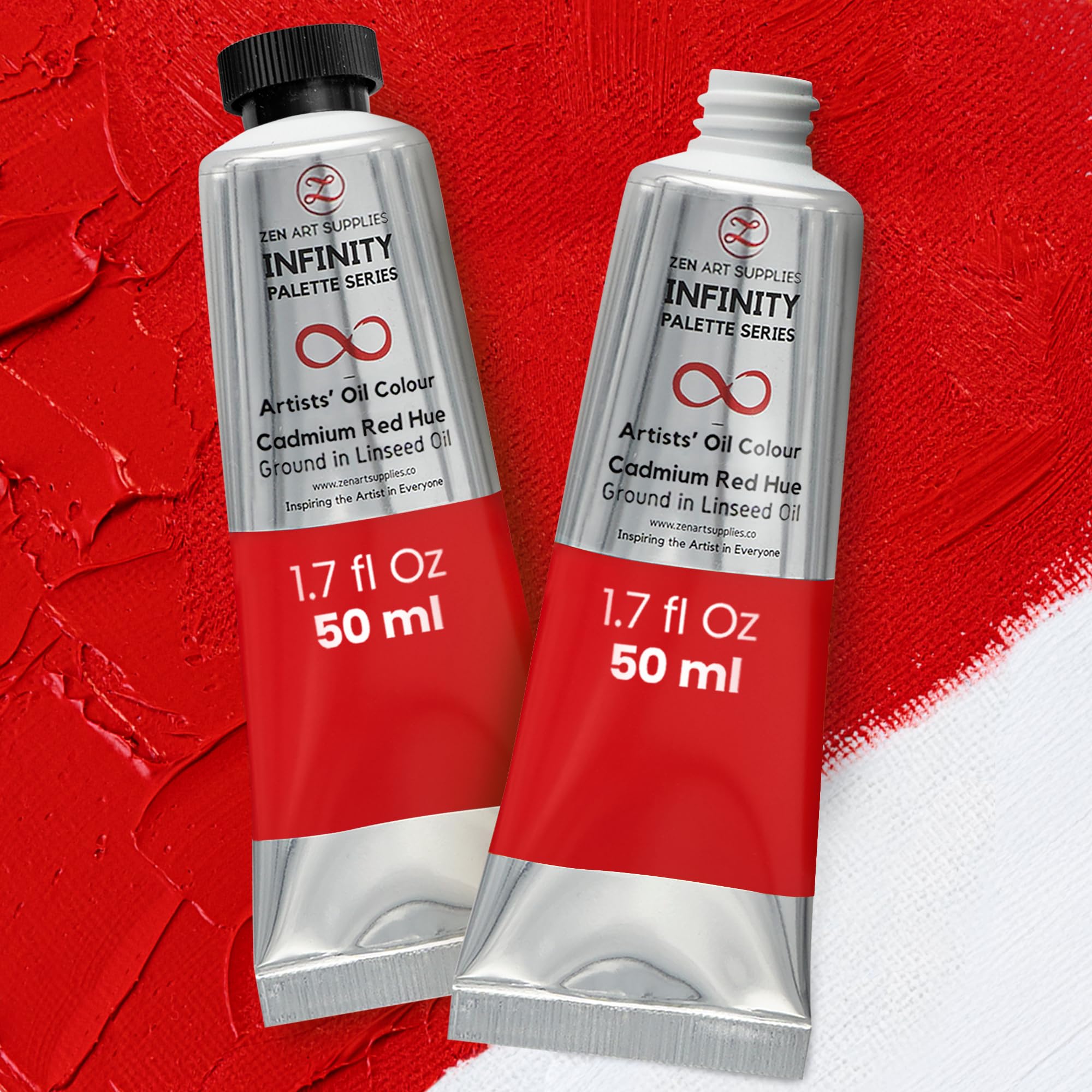 Zenart Supplies Cadmium Red Hue Zenart Oil Paint - | 2 X 50Ml Professional Artist Oil Paint Tubes | Rich Pigment, Smooth Texture, Non-Toxic | Ideal For Fine Art, Portraits, Landscapes