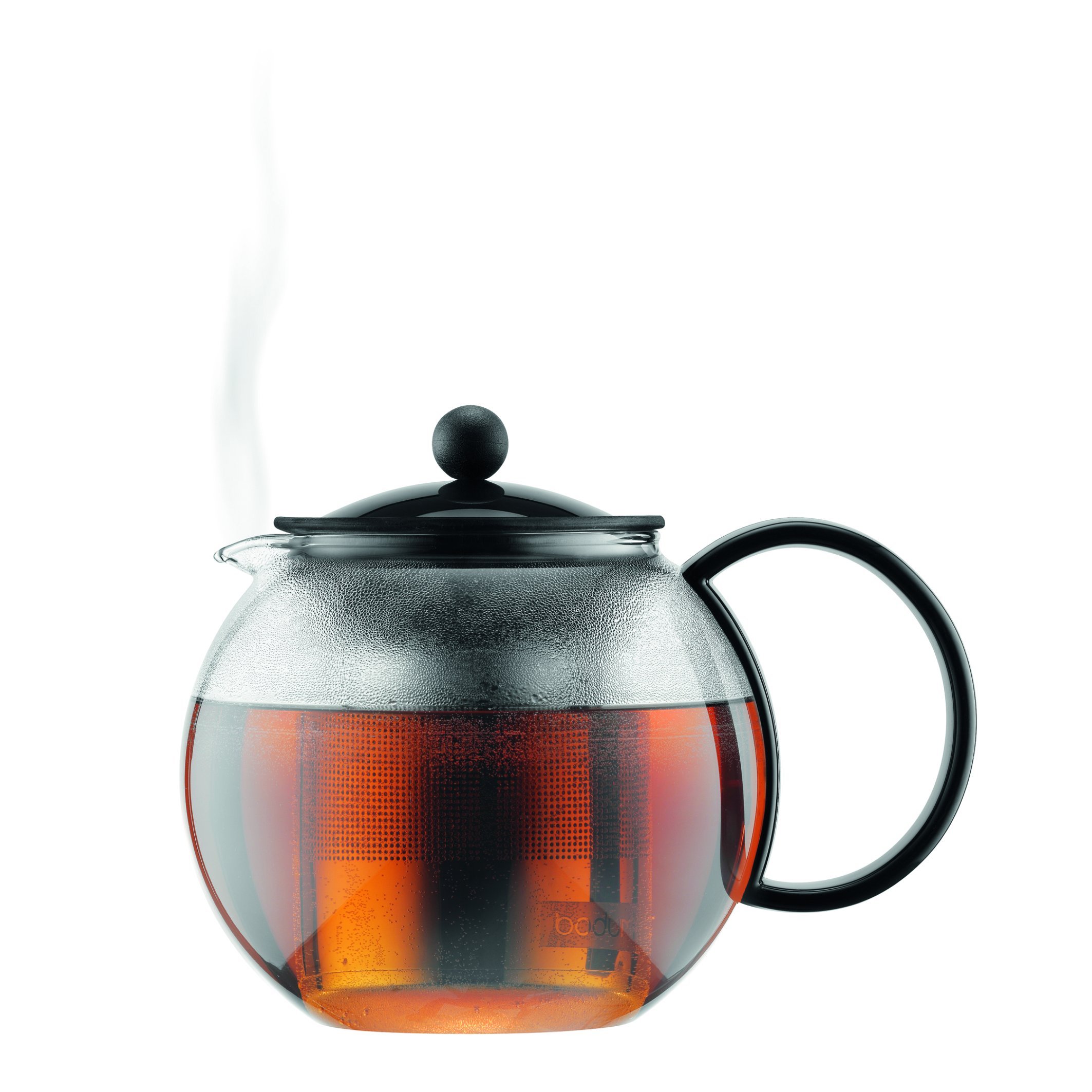 Bodum - K1805-01 - Assam - Tetera con filtro de acero inox - 1,0 l + 2 mugs de cristal - 0,35 l