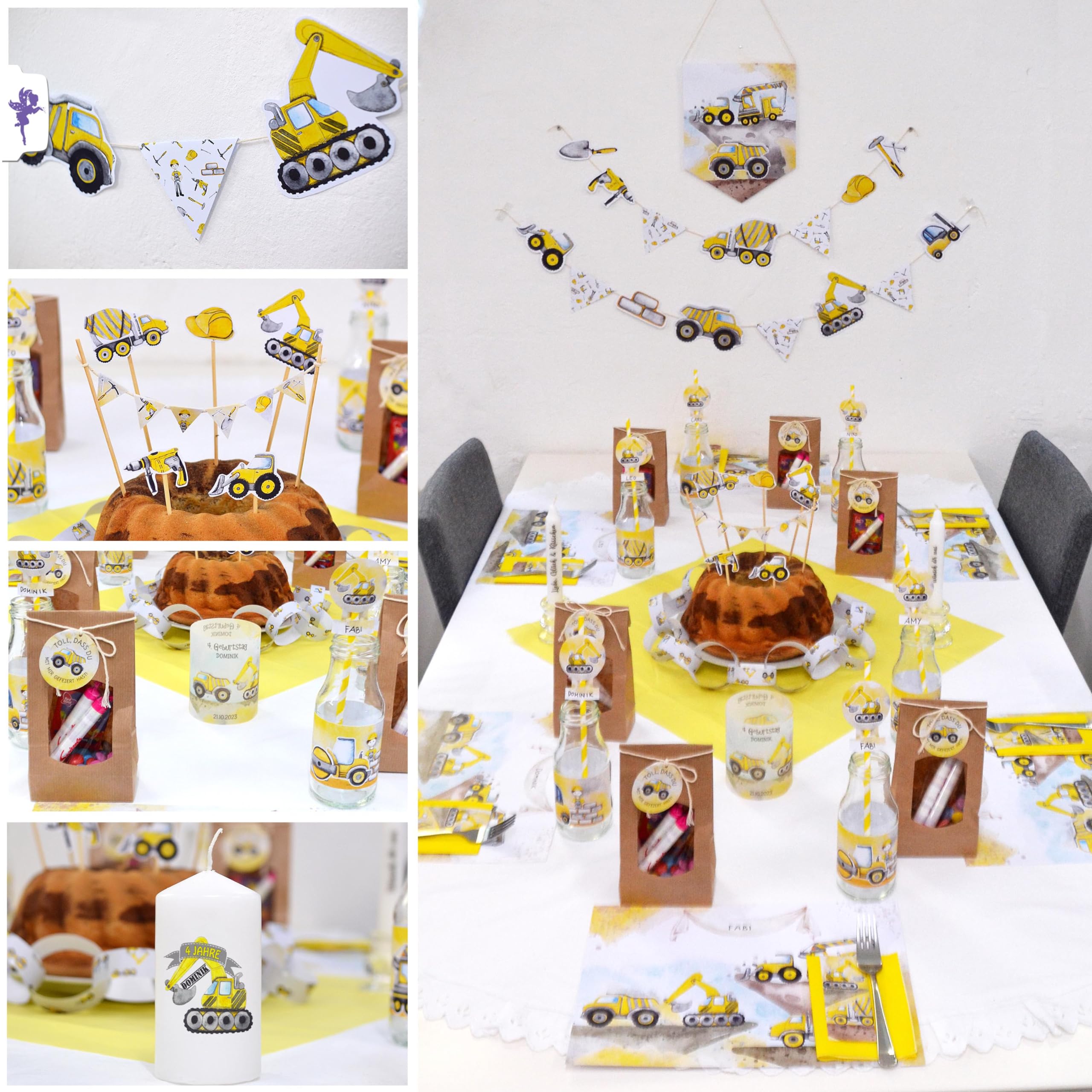 Feenstaub Kindergeburtstag Mottobox, Baustelle, Kindergeburtstag Deko, Bagger Geburtstag, Baustellenparty Party Set, Einladungskarten, Baustellen Deko, Kindergeburtstag Bauarbeiter