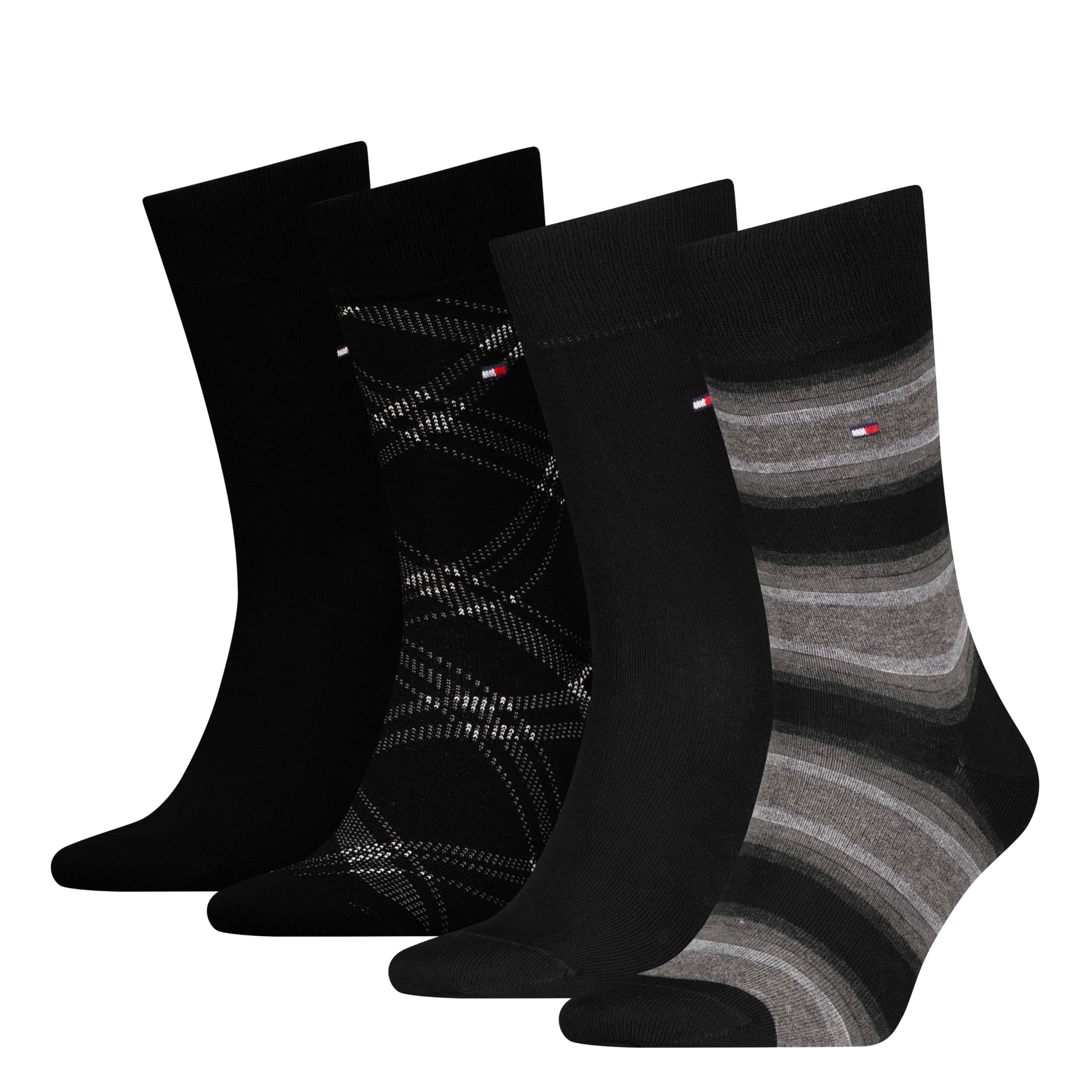 Tommy Hilfiger Mens Stripe & Check Classic Sock, Black, 9-11 UK