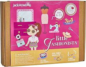 Fashion Themed Kit for Girls | 3 Craft Projects in 1 Box | Best Girl Gift for Ages 6 7 8 9 10 Years | Includes Beautiful Felt and Foam Embellishments (Little Fashionista 3-in-1)