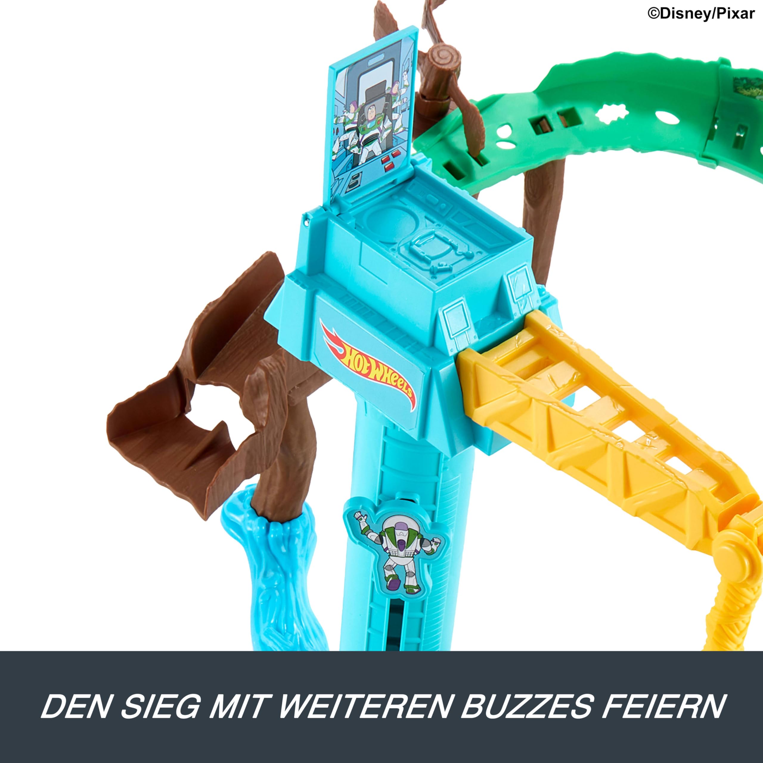 Hot Wheels Spielzeugauto Trackset, Disney Pixar Toy Story 5 Superstar Speeders Hi-Tech Buzz Lightyear’s Star Command Abenteuer Trackset, JLH42 | Superstar Speeders Hi-Tech Buzz Lightyear Star Command Adventure Spielzeugauto-Rennbahn