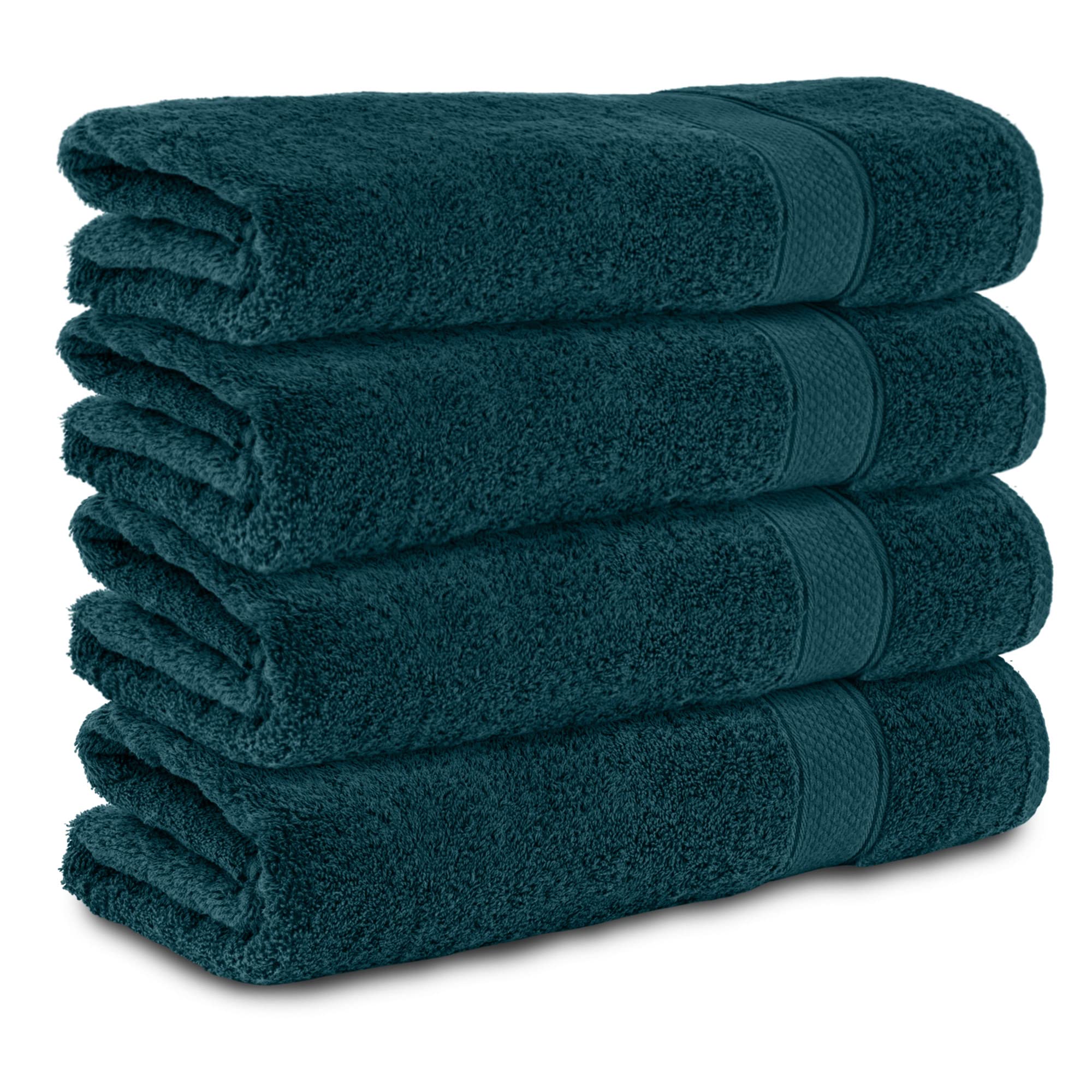 Komfortec Set of 4 Hand Towels 50 x 100 cm 100% Cotton Terry Towelling Soft Petrol