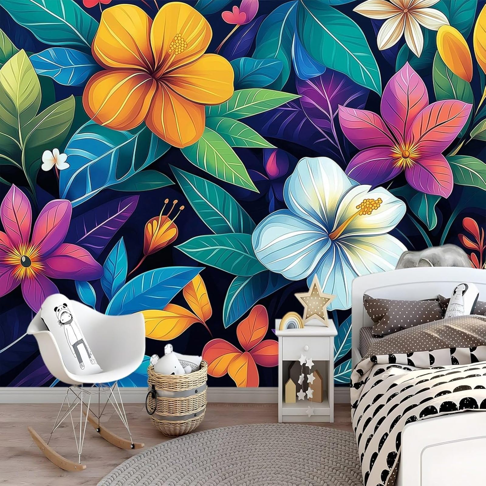 hgjdjhnf Photo Wallpaper Floral Pattern Leaves Wallpaper 3D Non-Woven Wall Decoration Wallpaper Decoration Study Room Living Room Restaurant Cafe,250cmx175cm Stickers - Frameless Painting - Poster