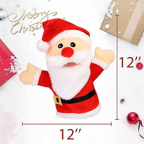 Vista 9 de Hopearl Reno de marioneta de mano de alce de peluche con boca abierta y movible para juego imaginativo, juego de rol, juguete interactivo