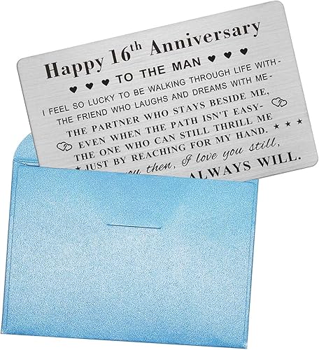 Miniatura 6 de Emideary Feliz 16 aniversario para marido y hombre, tarjeta de 16 años de aniversario de boda para él, esposo