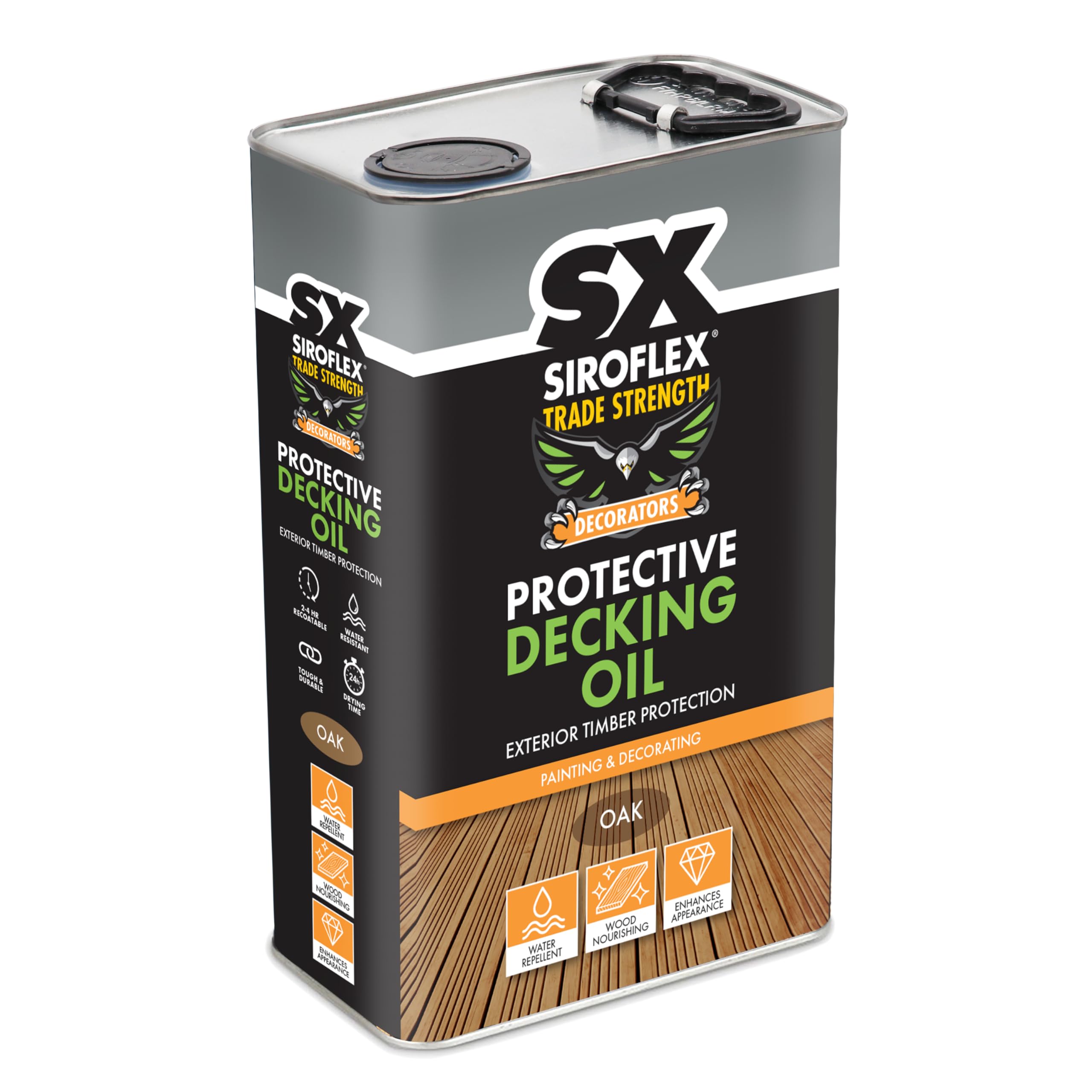 SX Siroflex Protective Decking Oil Oak 5L – Water‑Repellent Timber Treatment for Decking – Nourishes & Enhances Wood – Tough, Durable Finish