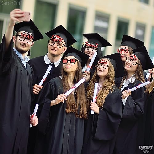 Miniatura 3 de KatchOn, Gafas de graduación rojas 2023, purpurina, paquete de 12  Accesorios para cabina de fotos de graduación 2023, decoraciones de graduación