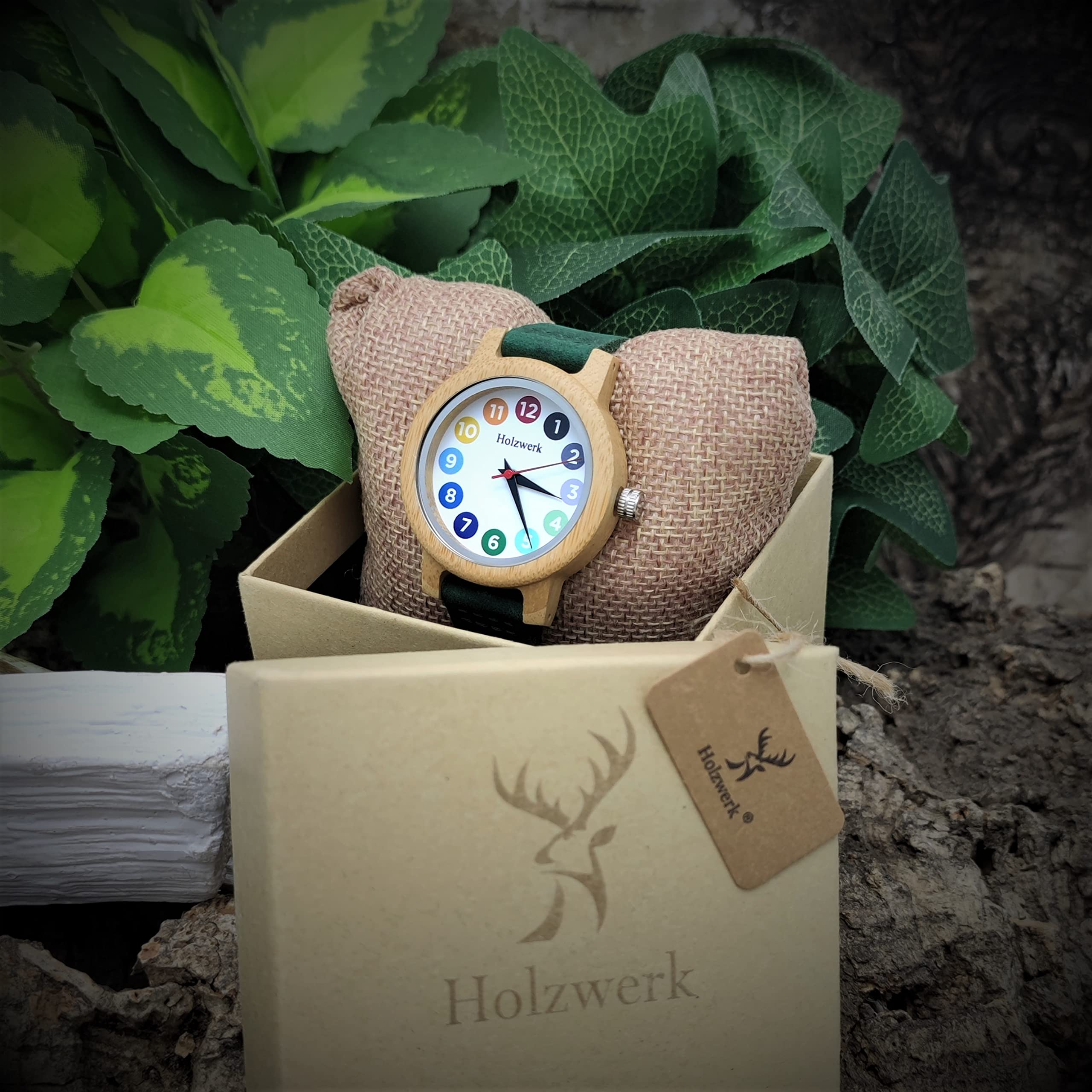 Holzwerk Germany® Dziewczęcy zegarek dziecięcy zegarek chłopięcy zegarek ekologiczny naturalny drewniany zegarek naukowy skórzany zegarek analogowy klasyczny zegarek kwarcowy w kolorze niebieskim