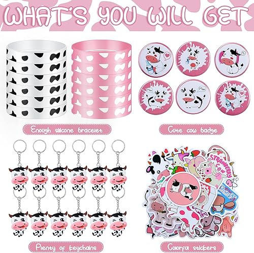 Miniatura 3 de Los suministros de recuerdos de fiesta de vaca incluyen pulseras de silicona de vaca, llavero de vaca, insignias de pin de vaca y calcomanías de