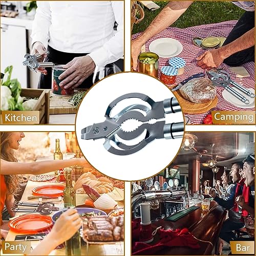 Miniatura 7 de Abridor de tarros, abridor de tarros multifuncional para manos débiles, abridor de tapa de tarro de acero inoxidable, abrebotellas de cerveza para