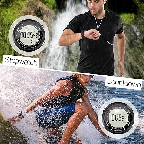 Miniatura 3 de Reloj de pulsera de natación y buceo de 10 ATM, resistente al agua, con múltiples funciones de reloj despertador, cronómetro, cuenta regresiva,