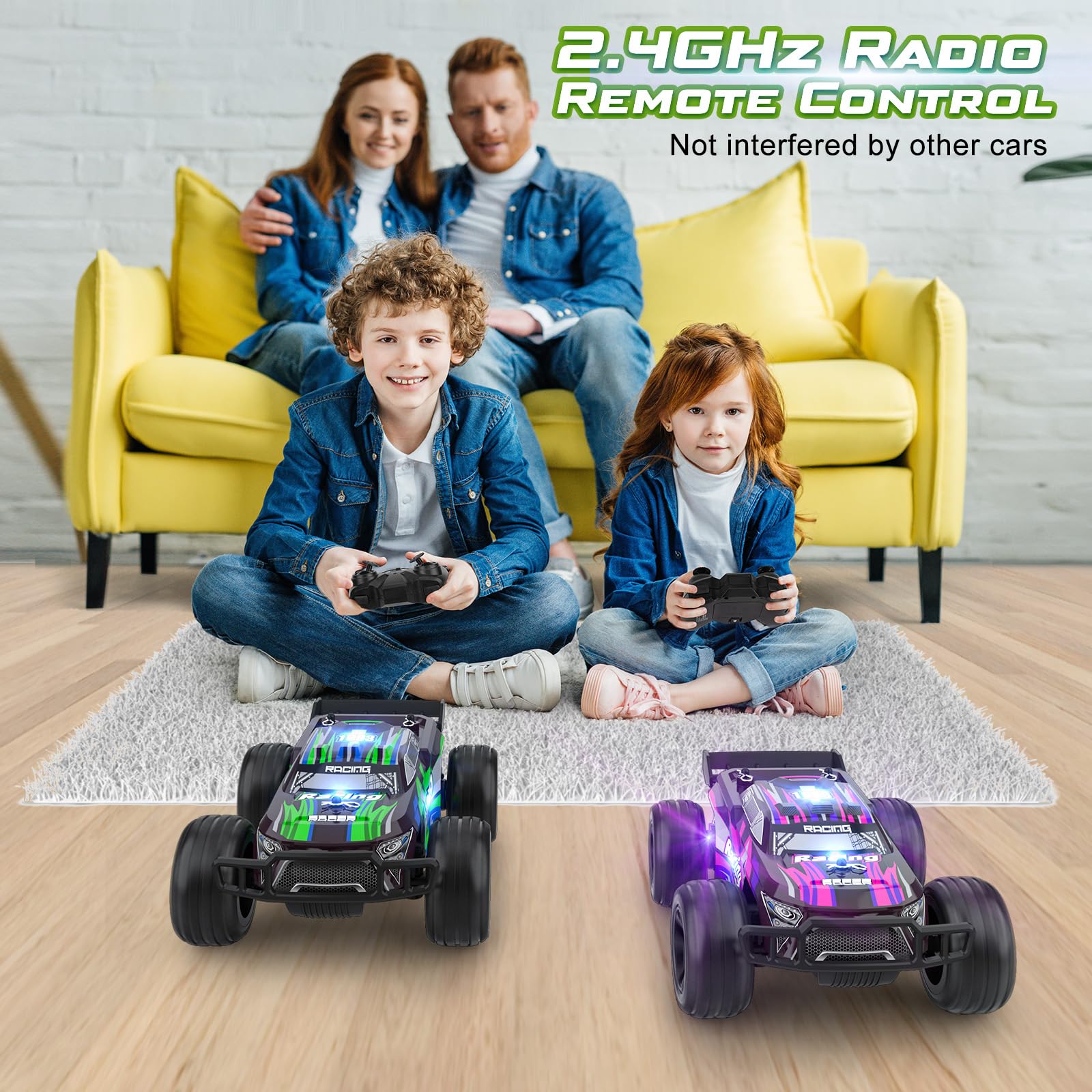 Gralal Voiture RC 2.4GHz 4WD – Rotation 360° Avec LED – Recharge USB – Cadeau Anniversaire