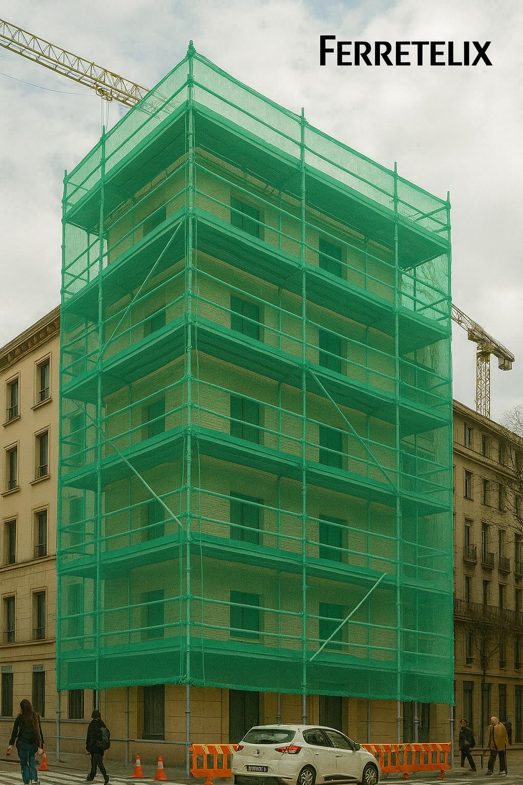 Malla mosquitera andamio 6 mt X 12 mt para arreglo de fachadas color verde muy resistente