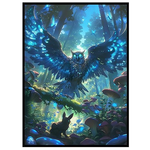 KABINKA MTG Card Sleeves - 100 Standard Size Pack Clear Front & Matte Finish Back with Owl, Premium Sleeves for Magic The Gathering TCG - Owl