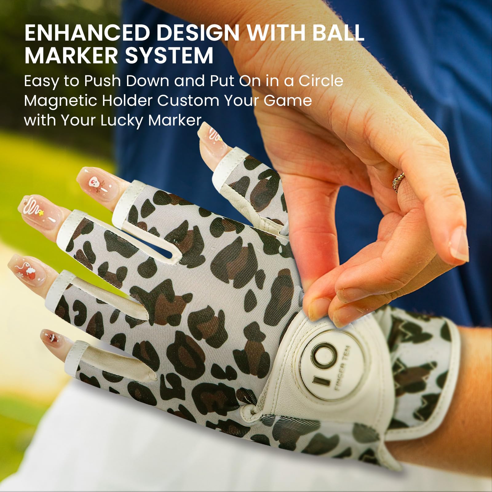 Golf Gloves Women Left Hand Right Cabretta Leather with Ball Marker Full Finger/Nail Colors Value Pack - Image 4