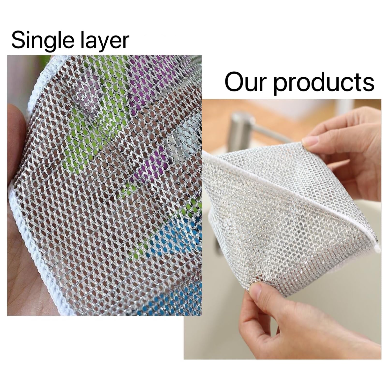 Sqsxgz 15Pcs Wire Dishwashing Rag,Multipurpose Wire Dishwashing Rags,Upgrade Double Layer Wire Cleaning Cloths for Wet and Dry,for Cleaning Dishes Non Scratch Wire Dishcloth Metal Cleaning Cloth