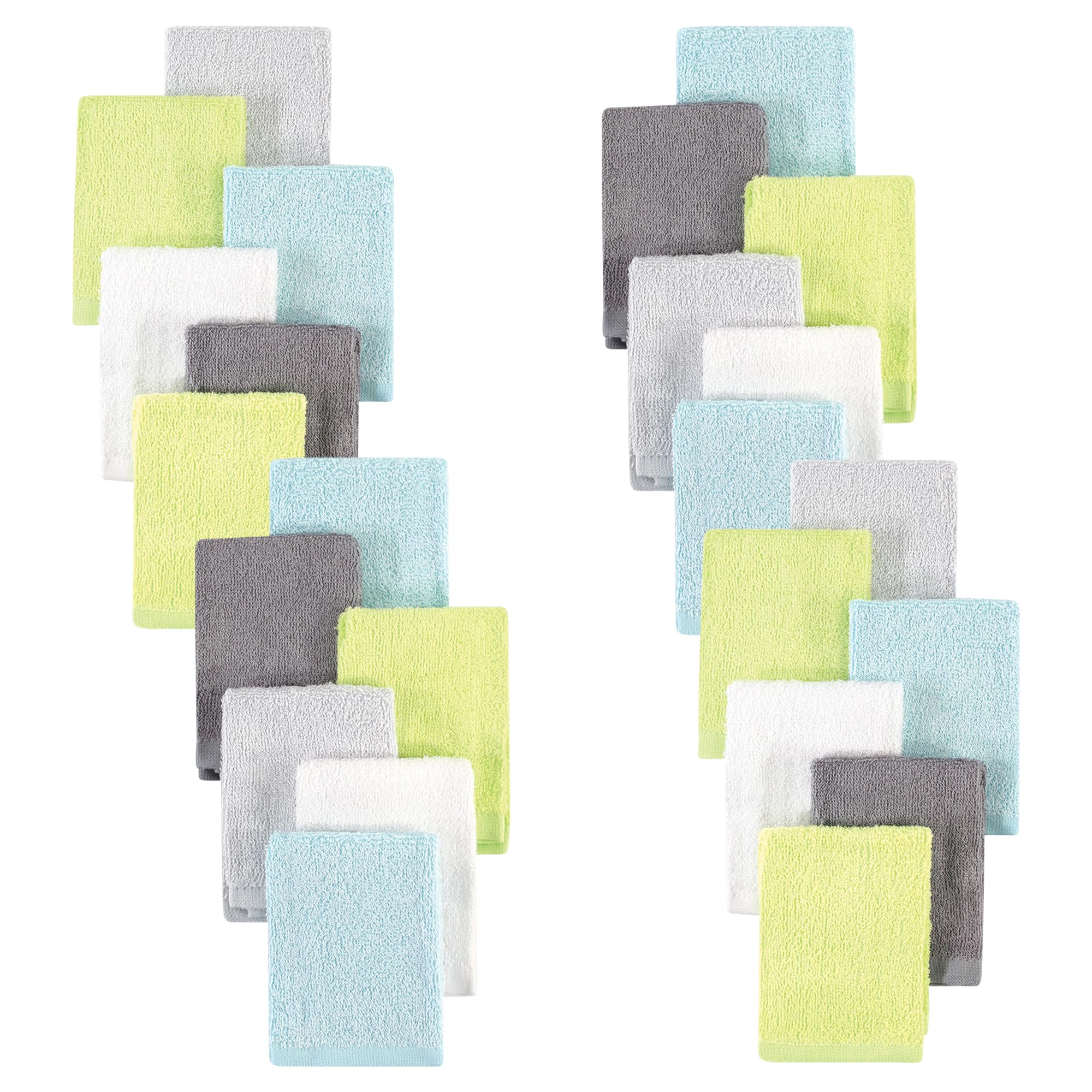 Hudson Baby Unisex Baby 24Pc Rayon from Bamboo Woven Washcloths, Gray Mint Lime, One Size