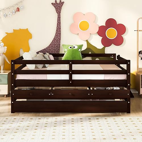 Miniatura 55 de Quarte Sofá cama multifuncional de tamaño individual con nido y estantes plegables en ambos lados, sofá cama con marco de madera y listones, para