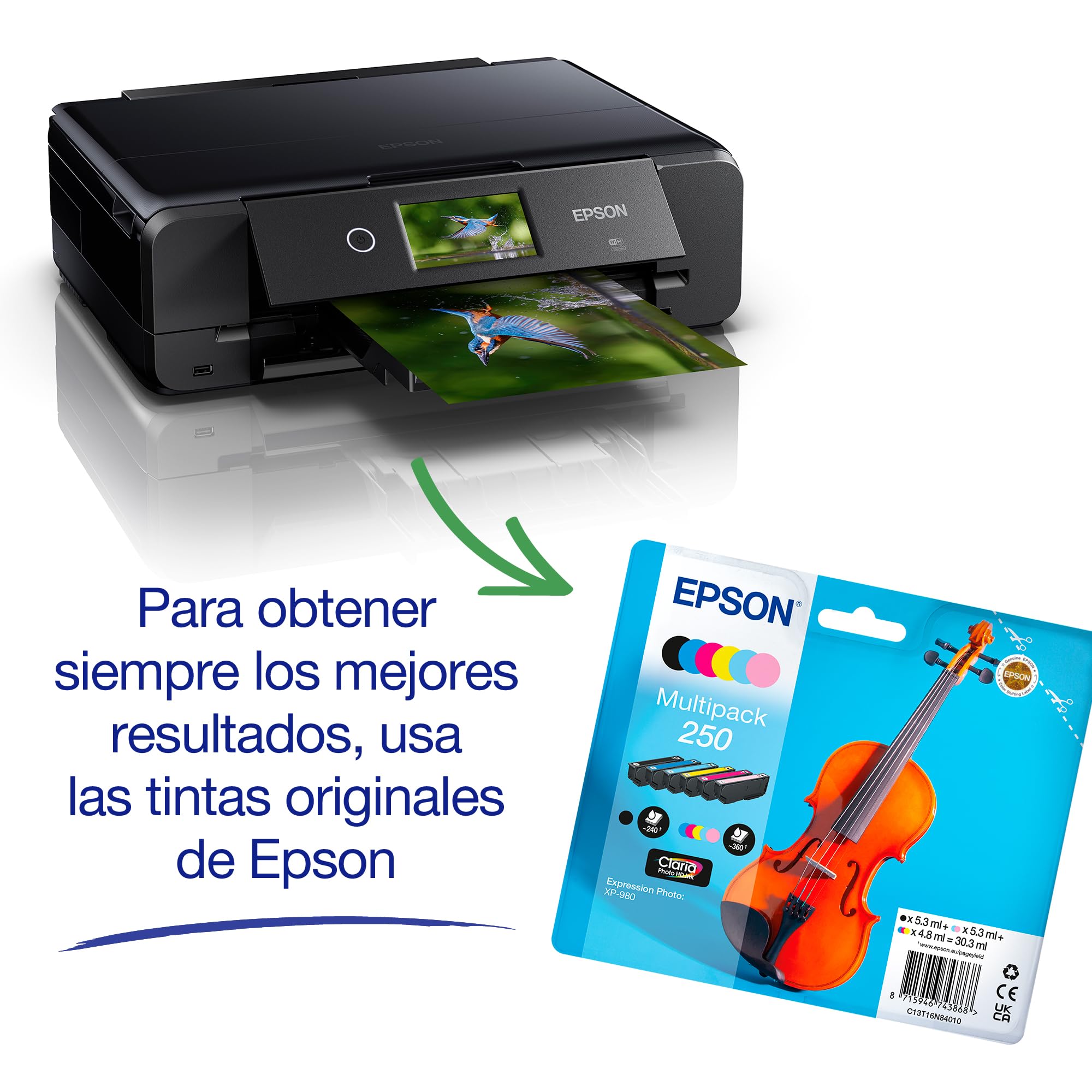 Epson Expression Photo XP-980 | Impresora fotográfica A3 multifunción con Wi-Fi | Impresión automática a Doble Cara | Bandejas separadas para Foto y A3 | Sistema de Tinta de 6 Colores para Fotos