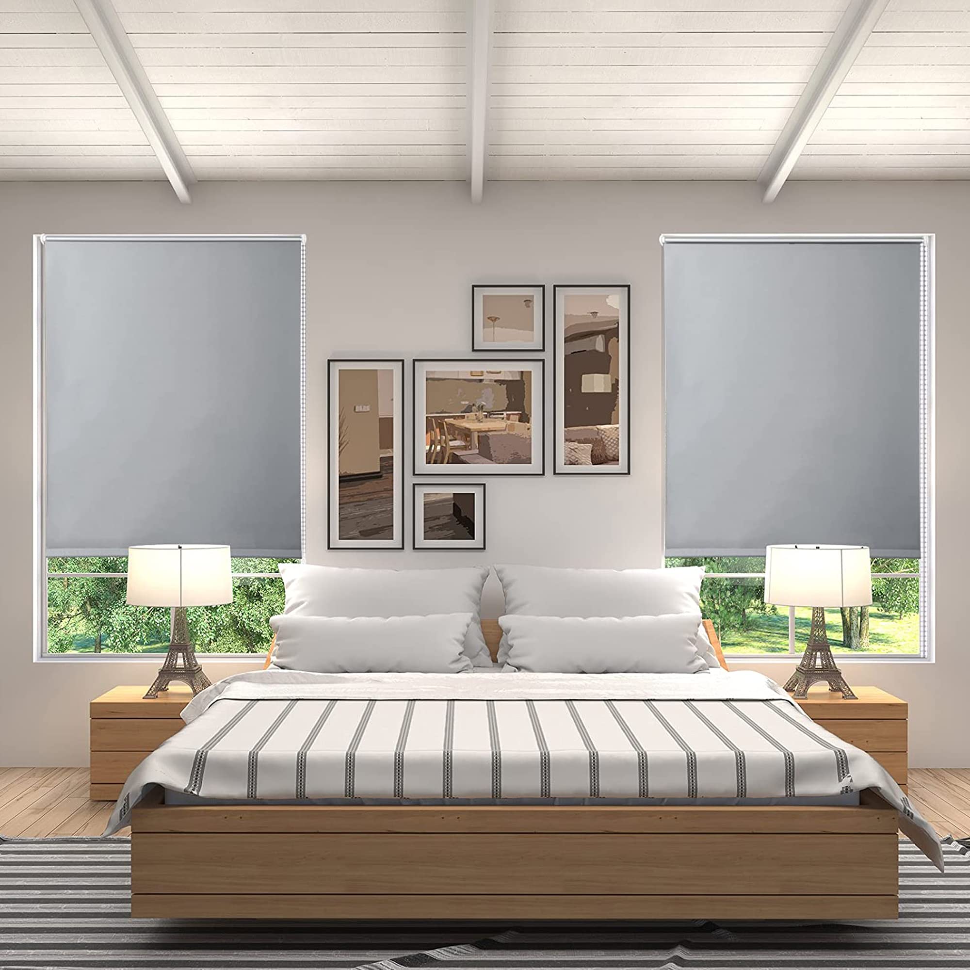 Luance - Tenda avvolgibile, larghezza 90 cm x altezza 180 cm, liscia grigia