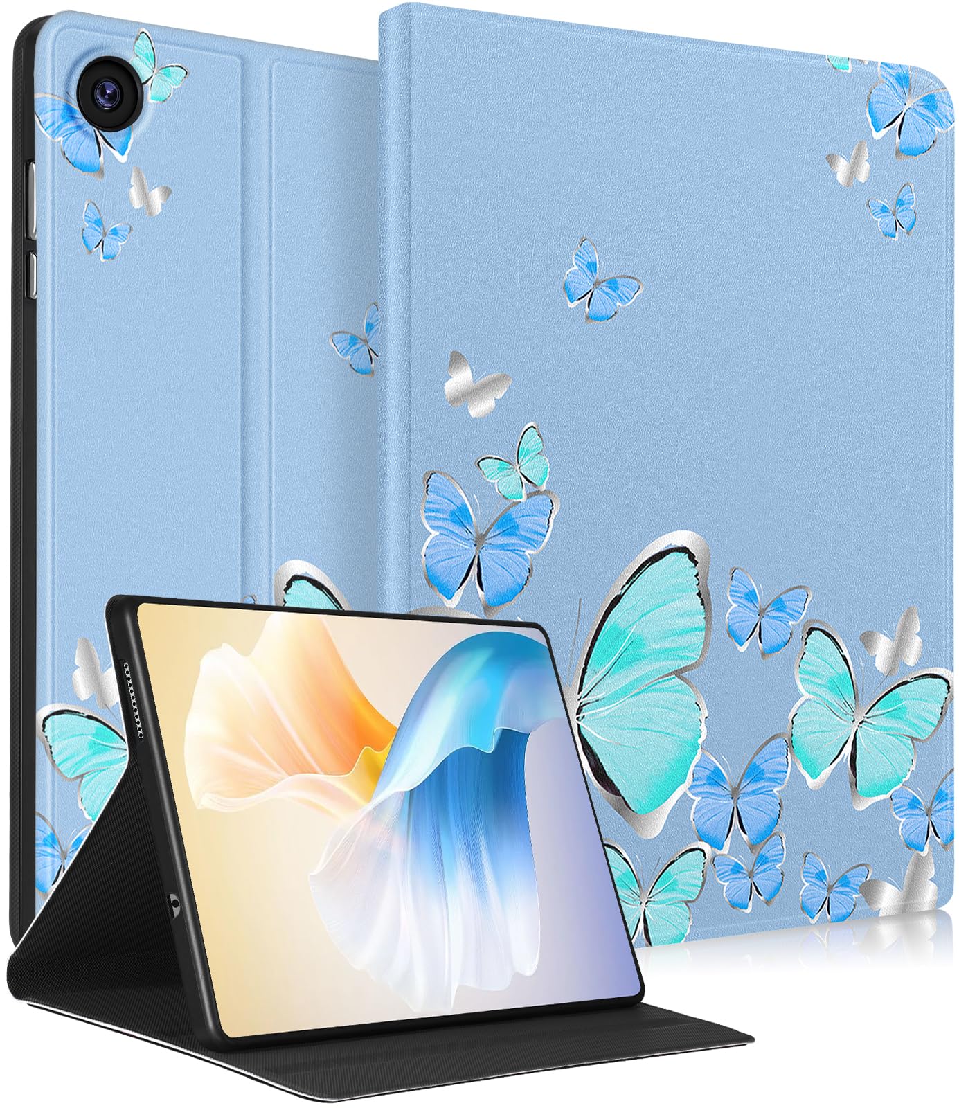 LISEVO for Lenovo Tab M8 4th Gen 8 Inch 2023 TB-X300FU/ TB-X300XU, Cute Women Auto Week/Sleep Cover Design for Lenovo M8 Tablet Case, Blue Butterfly