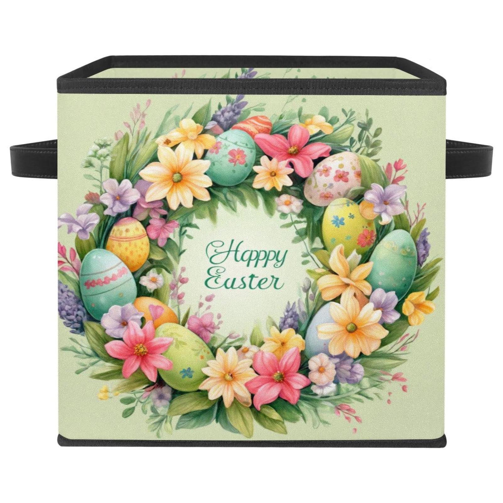 Panier de rangement durable en cube vert et finitions cuir premium