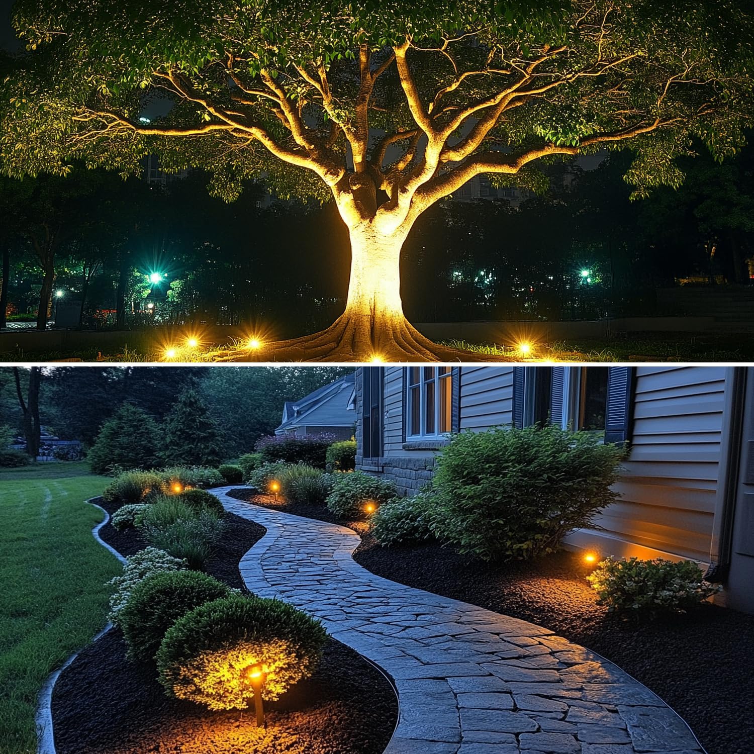 LED Gartenstrahler mit Erdspieß 5w 400lm, IP65 Wasserdicht Schwenkbar Pflanzenstrahler Gartenleuchte Rasenlicht 3000k für Garten Außenbereich, mit 1,500mm Kabel und Verlängertes Rohr (4 Stück)