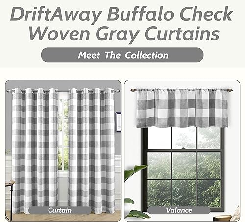 Vista 34 de DriftAway - Cortinas de ojales opacas, patrón a cuadros, forro térmico con aislamiento, blackout, impresas a cuadros, 2 capas, juego de 2 paneles