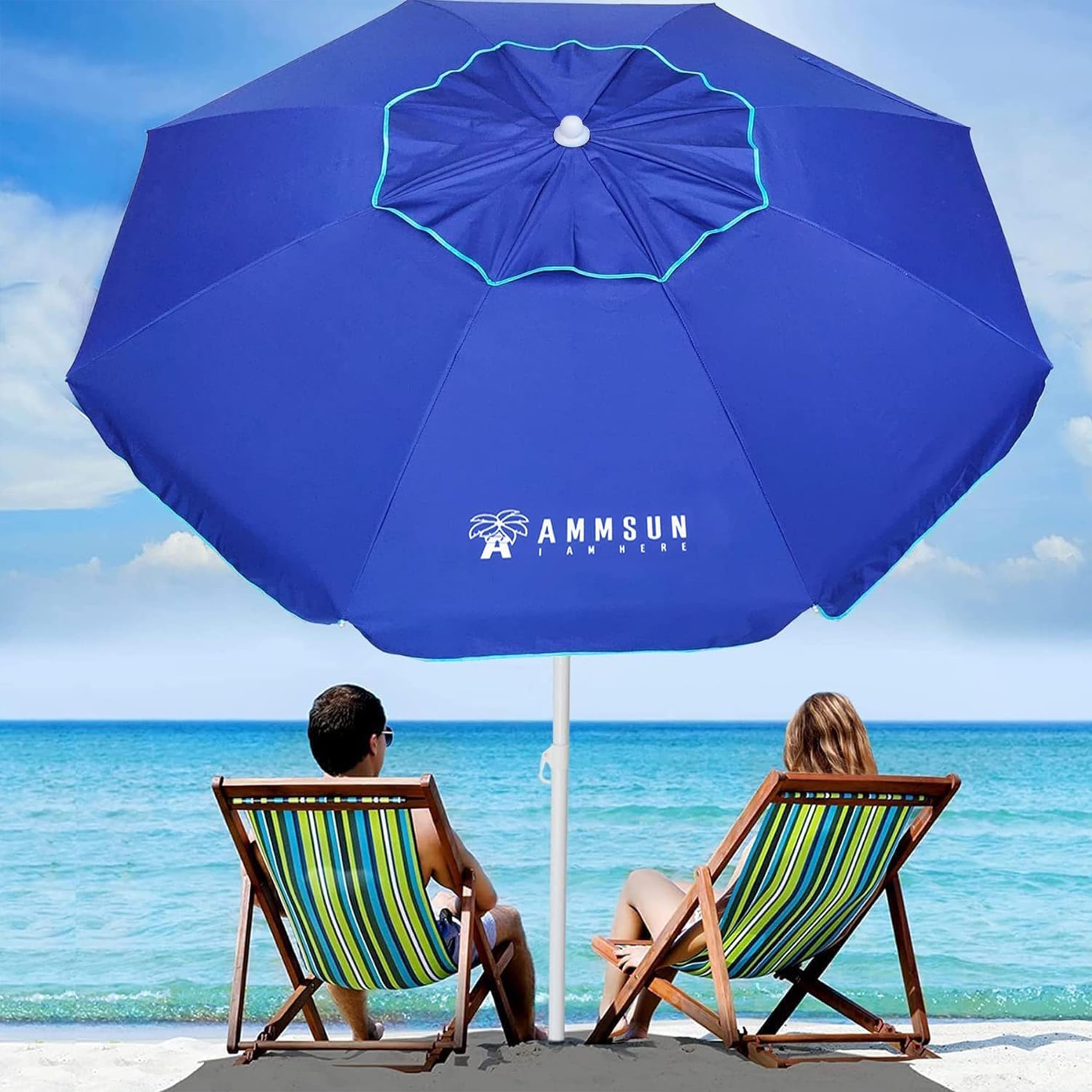AMMSUN Terrassenschirm 2 M Neigbar - Outdoor-Sonnenschirm Mit LSF 50+, Stahlstange, Kastanienbraun