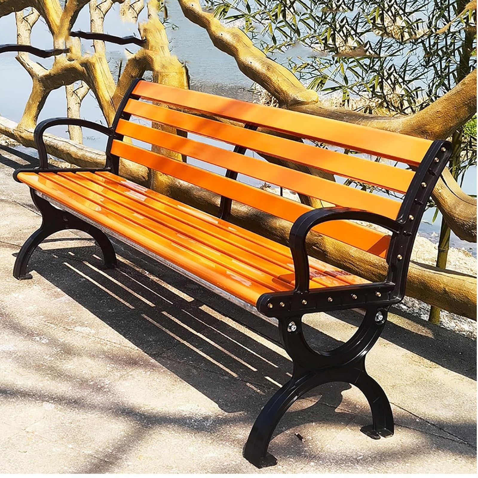 SMDLKVM Solid Wooden Outdoor Bench With Comfortable Armrests And Backrests