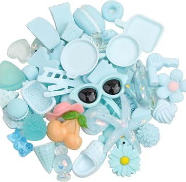 YAKA 50Pieces Multi-Color Flat Backs Resin Embellishments Scrapbooking Supplies DIY Crafts Applique Flatback Embellishments Art Decorations Slime Charms
