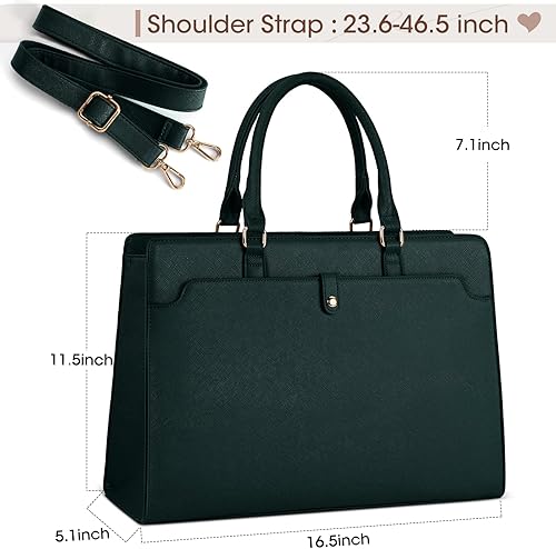 Miniatura 5 de RAINSMORE Bolsa de mano para laptop de 15.6 pulgadas para mujer, bolsa de trabajo de cuero, impermeable, maletín para mujer, oficina, negocios,