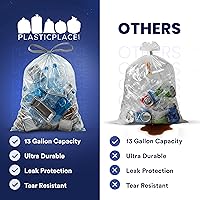 Vista 5 de Plasticplace 13 Gallon Trash Bags │ 1.0 Mil │ Clear Extra Tall Drawstring Garbage Can Liners │ 24" x 31" (200 Count)
