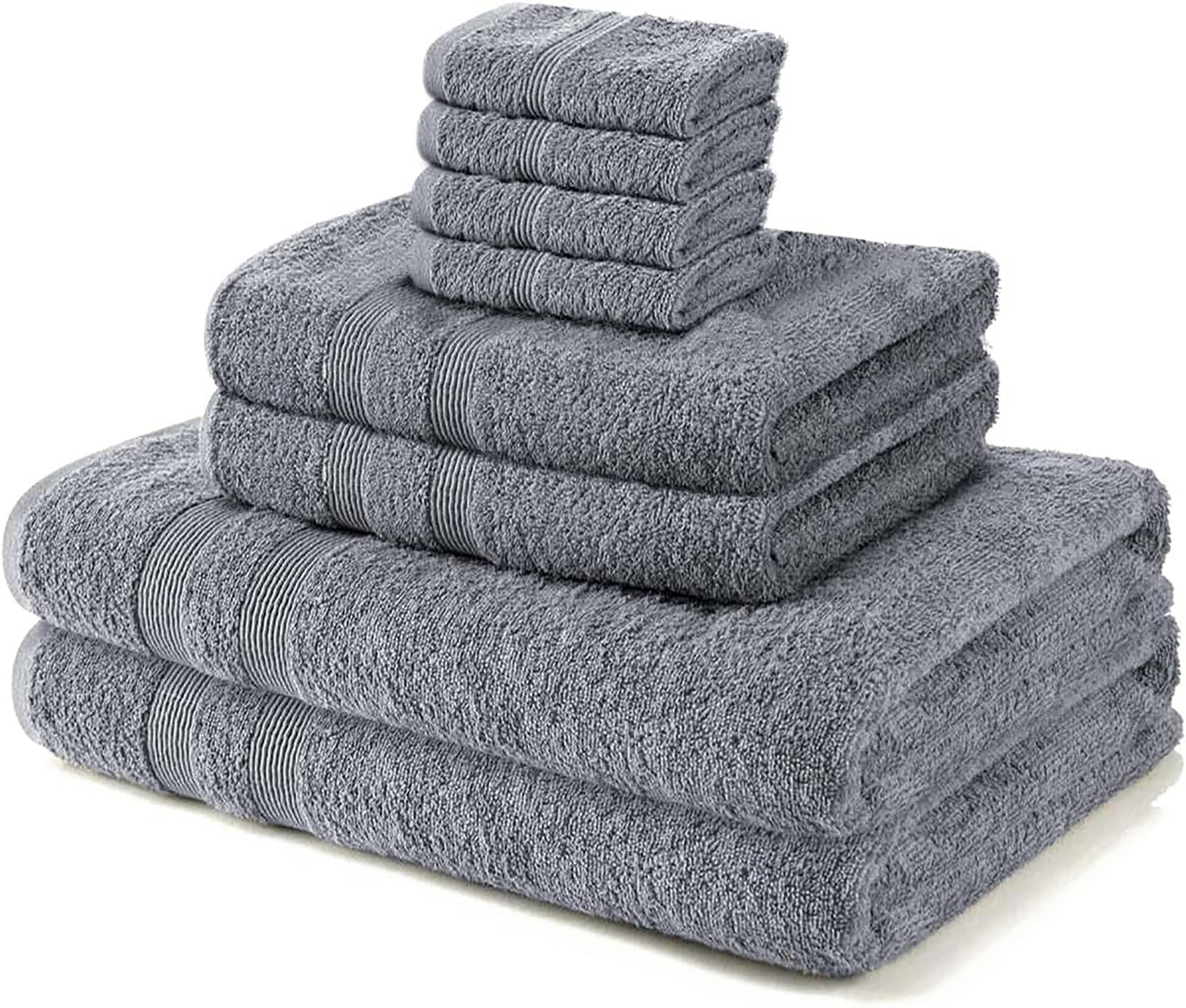 NAJ Towels | Towel Set of 8 Pcs | 2 Bath Towels 2 Hand Towels 4 Face Cloths | Bath Towels | Bathroom Towels | 100% Egyptian Cotton Towels | Bath Towel Set | Hand Towels for Kitchen (Grey)