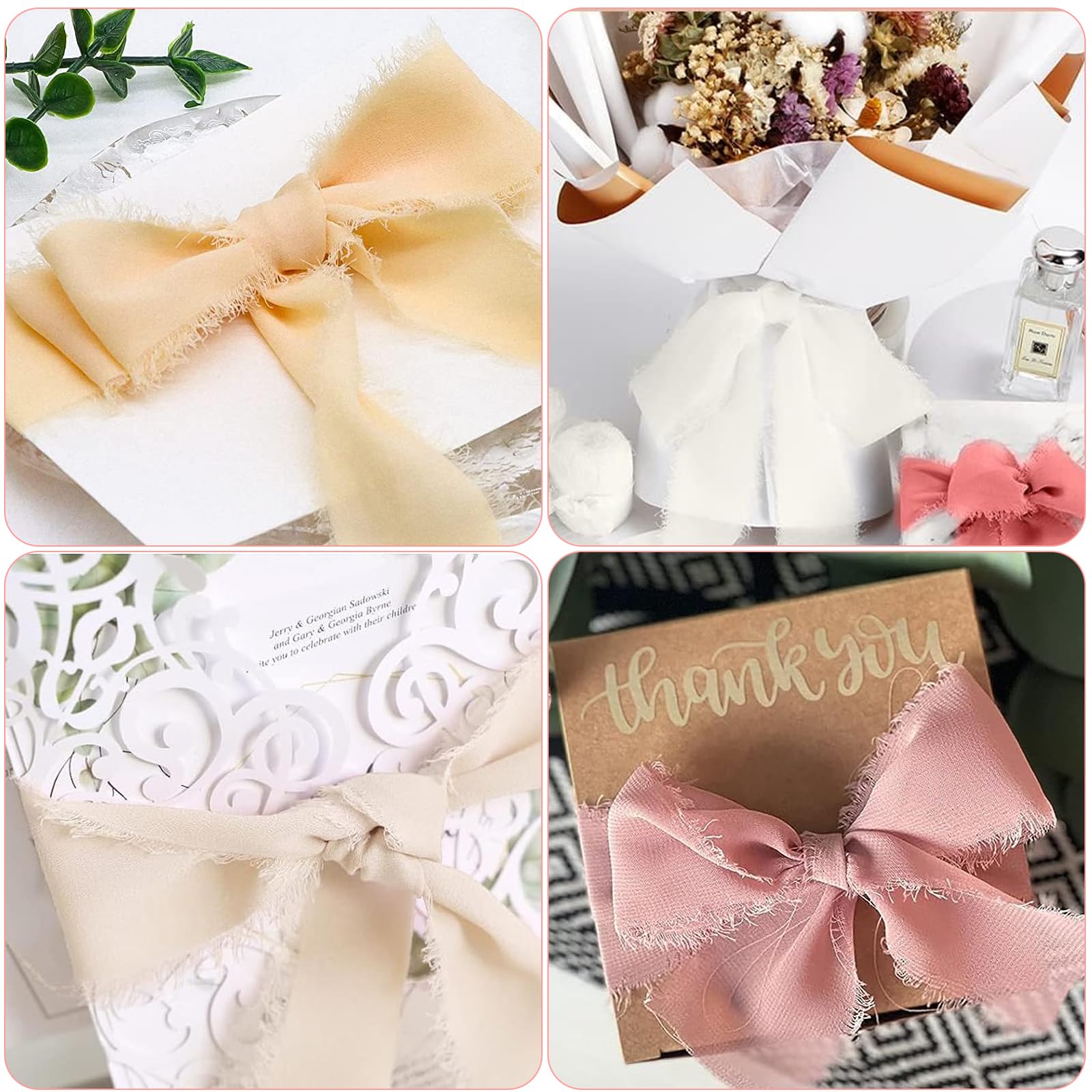 Tira Bordada Blanca Cinta De Gasa 6 Rollos - Decoración Boho Para Bodas,  Regalos Y Manualidades Ramos Novia, image size:1600x1600