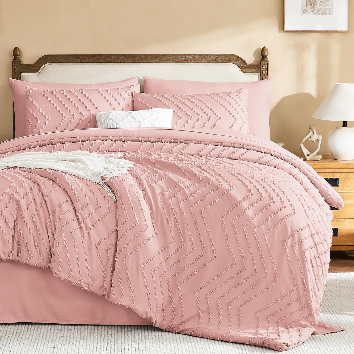 Litanika Full Comforter Set with Sheets, 7 Pieces Boho Bed in a Bag