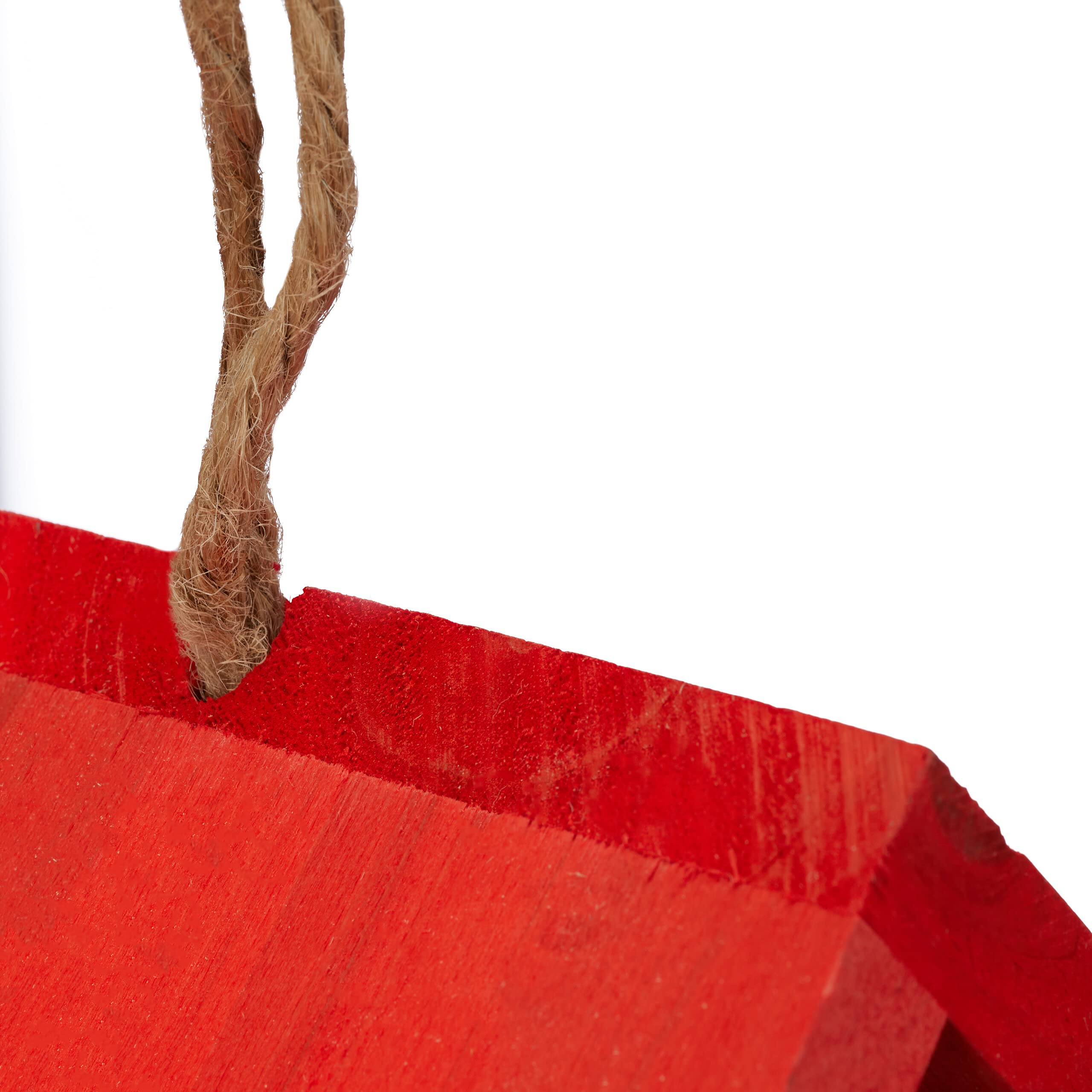 Relaxdays Casetta per Uccelli Decorativa, da Appendere in Giardino, Balcone, HLP: 16x15x11 cm, in Legno, Naturale Rossa