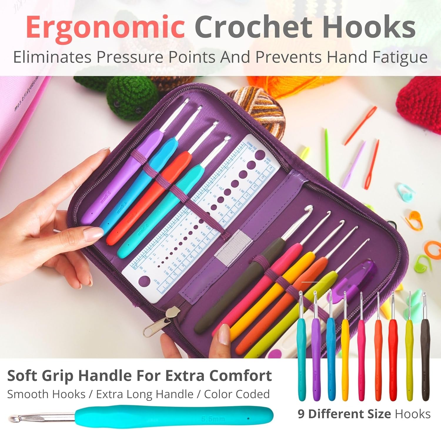 MODDA Crochet Kit for Beginners Adults and Kids - with Backpack and Video Course, Amigurumi and Crocheting Kit, Beginner Crochet Kit with Crochet Bag Backpack, Yarn, Hooks, Book, Crochet Starter Kit
