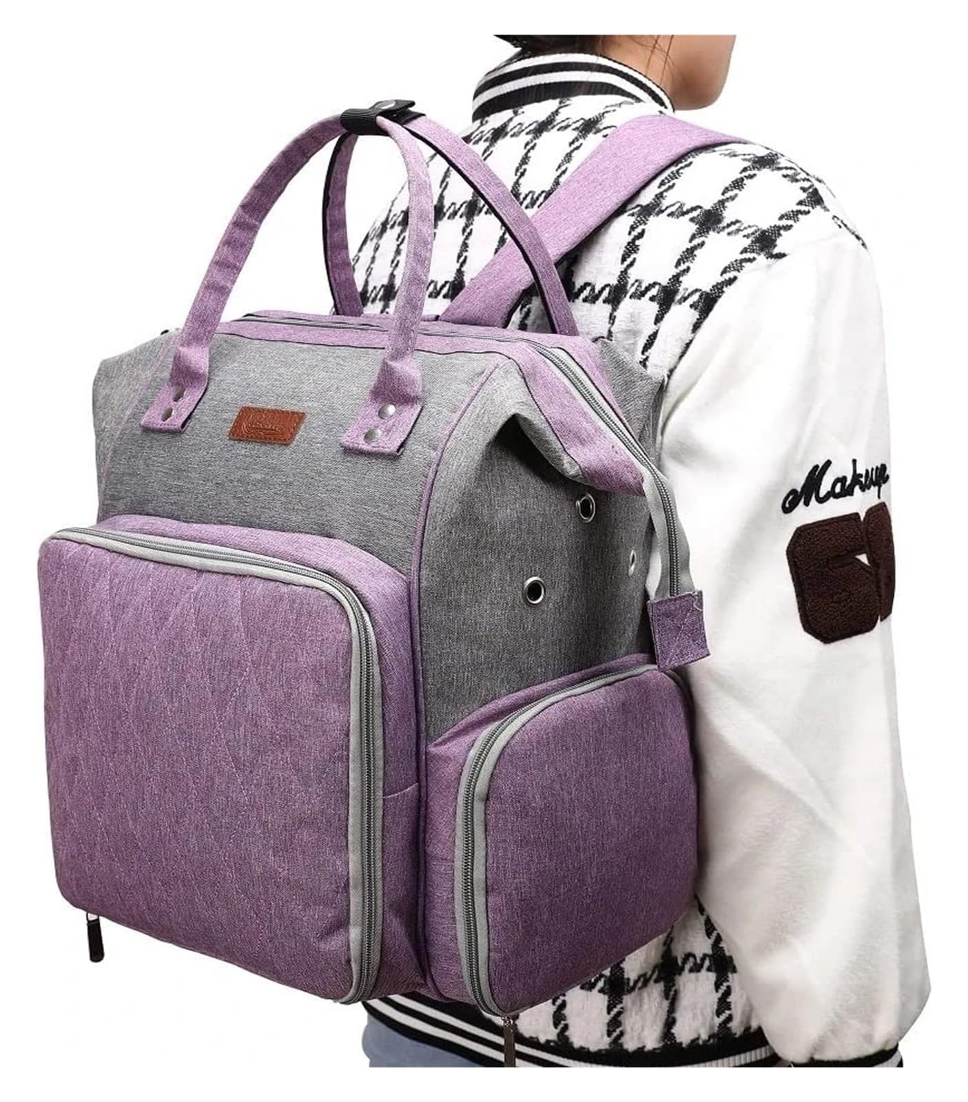 Organizador De Crochet Mochila organizadora de almacenamiento de crochet, bolsas portátiles for tejer, bolsas con divisor interior, almacenamiento de hilo de lana, agujas de radios(PURPLE)