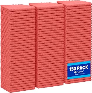 Orighty Microfiber Cleaning Cloth Bulk, 150 Pack Shop Towels 12x12 in, Red