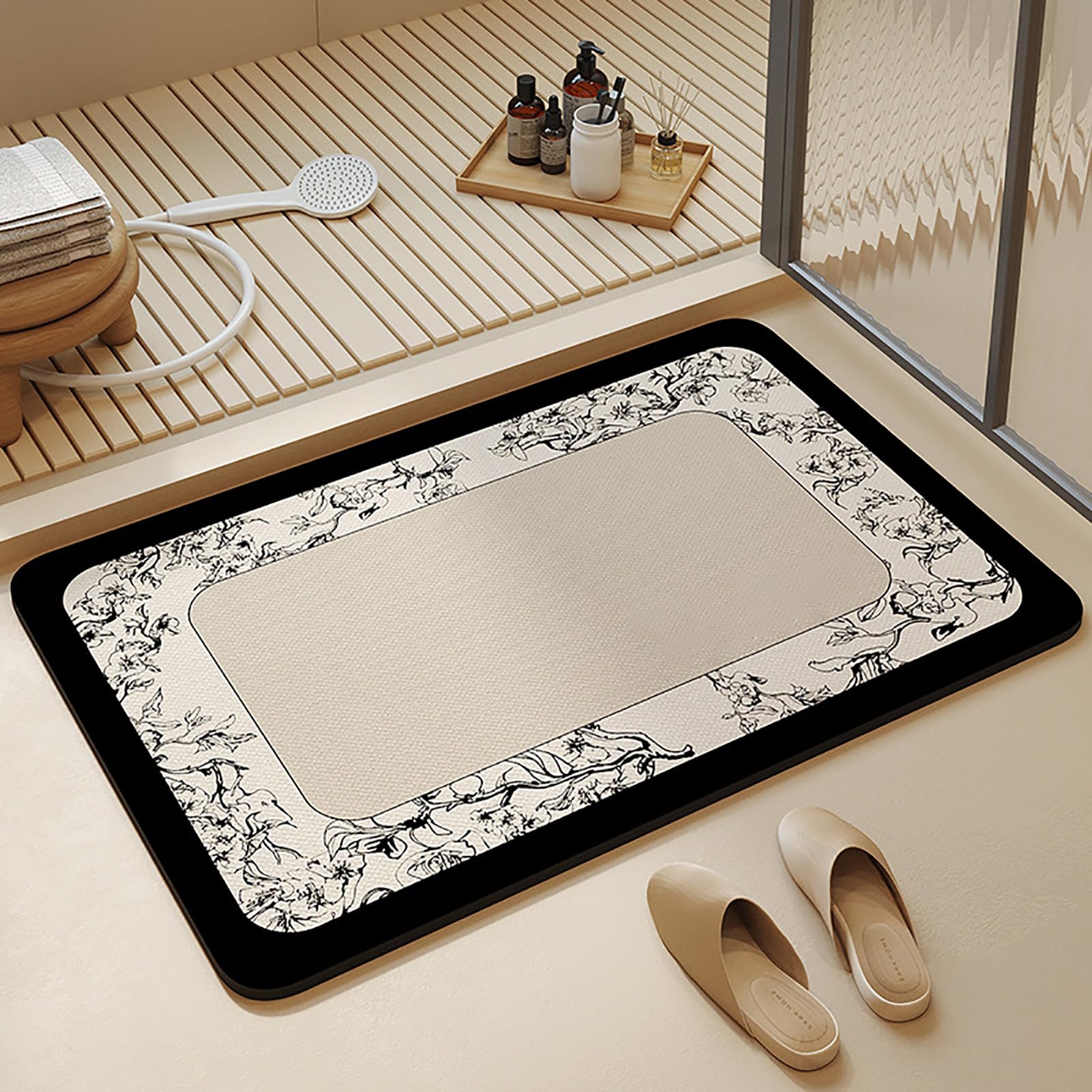 Tapis de Sol Super Absorbant 60x120cm, Tapis de Sol Lavable en Pierre de Diatomée, Tapis de Douche Doux Séchage, Doux Microfibre Douceur d'intérieur, pour Cuisines, Machines a Laver