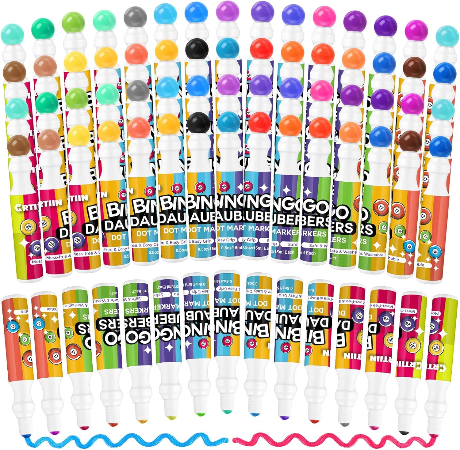 Crtiin 60 Pack Mixed Colors Set of Bingo Daubers Mini Dot Markers Bingo Supplies in 30 Colors Art Markers Paint Craft for Back to School Supplies DIY Painting Drawing Coloring Class Gift (Classic)