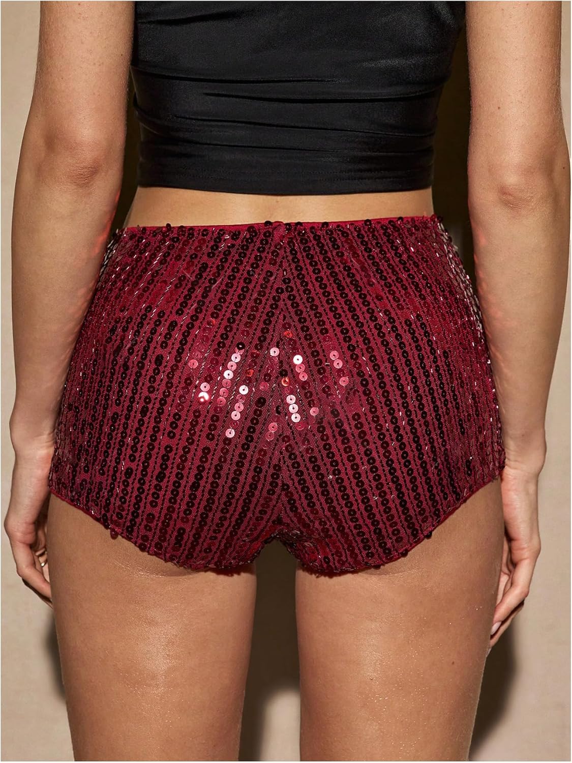 Floerns Women's Y2k Sparkly Sequin Mini Shorts Low Rise Glitter Party Going Out Micro Shorts - Image 2